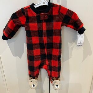 Carters Plaid Red and Black Kids sleeper newborn